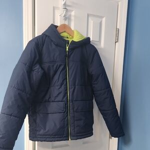 DSG Kids Puffer Jacket in Navy and Lime